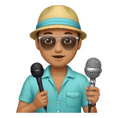 man with summer clothes and sun glasses holding microphone sticker