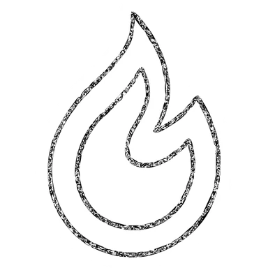 blue abstract flame shape, geometric, hand-drawn outline sticker