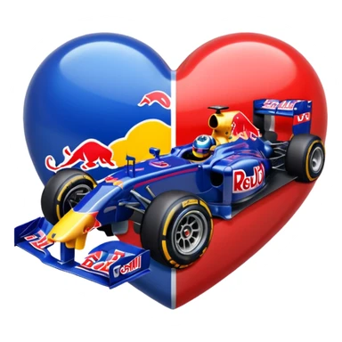 adentro de un corazon quiero un carro de Formula 1 estilo RedBull, quiero que el monoplaza este dentro de un corazon sticker