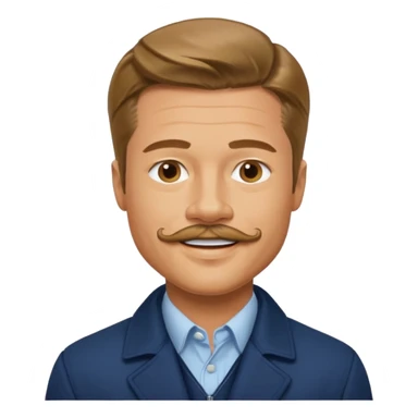 brad pitt with stache, wear navy jacket sticker