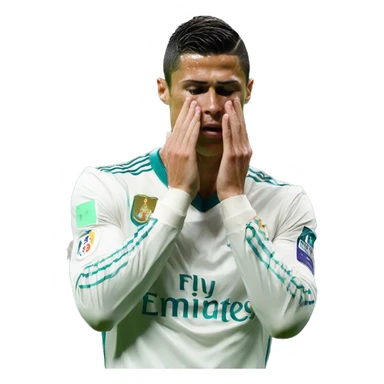 Football player Cristiano Ronaldo hands on his face at defeat sticker