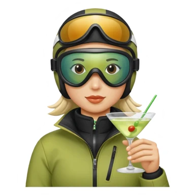 Skier martini sticker