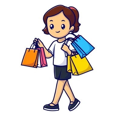 girl carrying shopping bags after shopping sticker