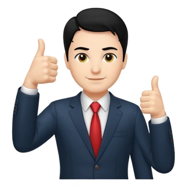 Boss with thumbs up black hair sticker