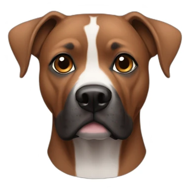 brown pitbul with black and white snout and pointy ears sticker