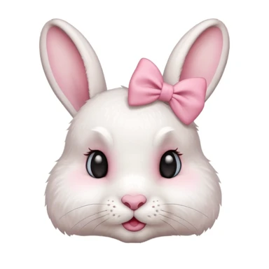 I want a cute rabbit with a bow on its ears making a kissing face  sticker