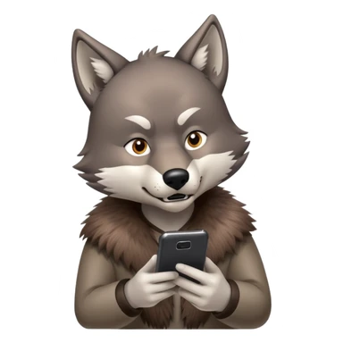 wolf checking fantasy football stats on phone sticker