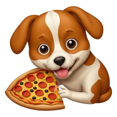 dog eating a pizza sticker