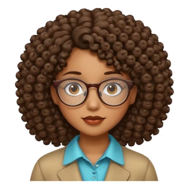 una chica con rizos el cabello hacia abajo y  con gafas sticker