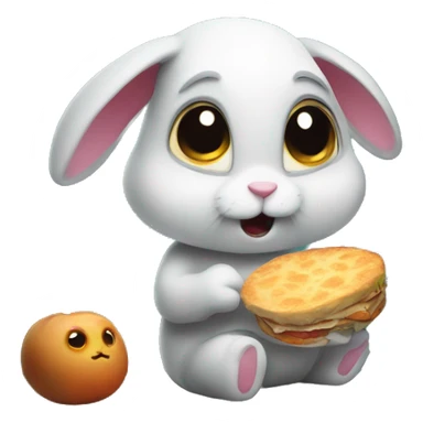 cute rabbit Lost in the scary forest having breakfast sticker