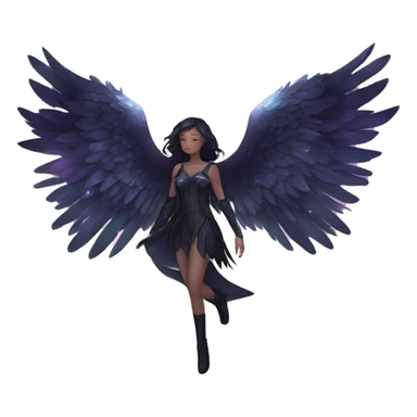 Ethereal galaxy constellation girl angel raven wings black wings arrow sticker