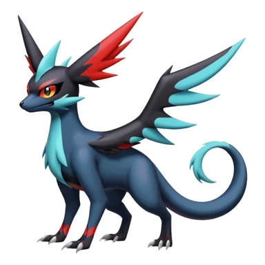 Spooky Evil Shiny Colorful Edgy Badass Cool Nargacuga-Latias-Umbreon-Noibat-Noivern-Silvally-Pokémon-Fakémon-fusion (full body) sticker