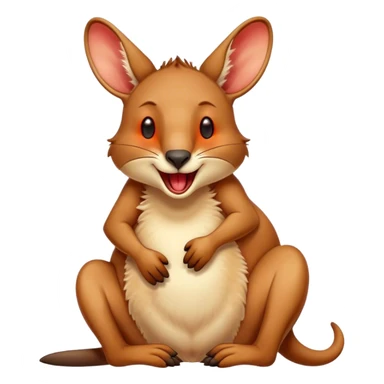 Cinematic Cute Yawning Kangaroo Portrait Emoji, Head tilted slightly with a dramatic, wide-open yawn, showcasing a soft, downy red-orange fur with gently drooping ears and round amber eyes barely open in drowsy contentment, Simplified yet irresistibly adorable features, highly detailed, glowing with a soft, cozy glow, high shine, relaxed yet expressive, stylized with a touch of outback charm, bright and endearing, soft glowing outline, capturing the essence of a sleepy yet affectionate kangaroo, so drowsy it feels like it could stretch out of the screen and curl up for a nap! sticker