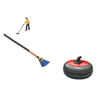An icon showing a close-up of a curling stone sliding across the ice with a broom beside it. The scene is set in a brightly lit stadium, with detailed spectator stands in the background. Transparent background highlights the focus, skill, and atmosphere of the curling sport. sticker