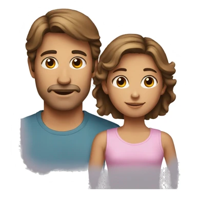 parents and daughter brown hair sticker