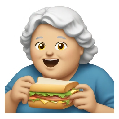Fat old lady eating sandwich  sticker