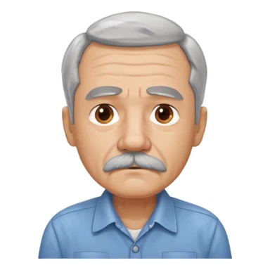 Old man with gray hair and mustache and working shirt a little sad sticker