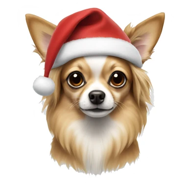 Chihuahua long-haired in a Christmas hat sticker