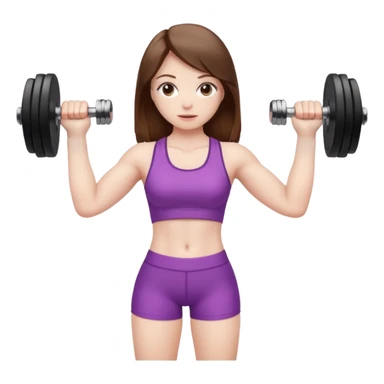 Brown haired pale skin girl standing back holding dumbbells  sticker