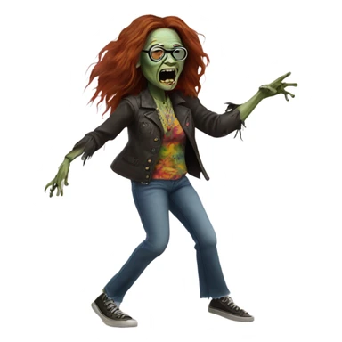  janis joplin zombie  dancing (wearing circle glasses) sticker