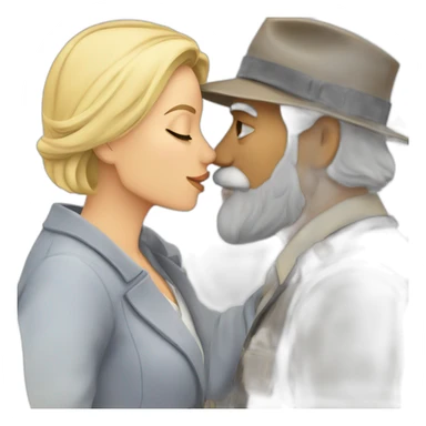older India bearded detective kissing older blonde bearded detective  sticker