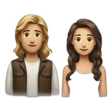 Men with Long hair and girl with brown short hair sticker