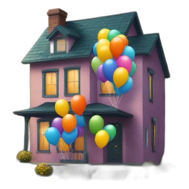 house carried by balloons sticker