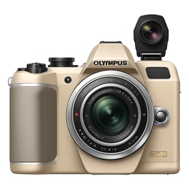 Extremely abstract Olympus Superzoom 70G camera, grayish-beige color, just the silhouette outline with no internal details sticker