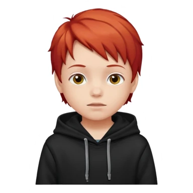 child with red hair and black hoodie sticker