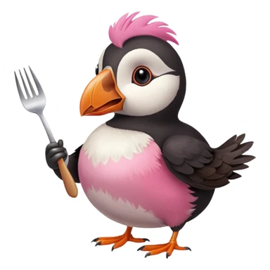 pink-colored puffin eating roast dinner sticker