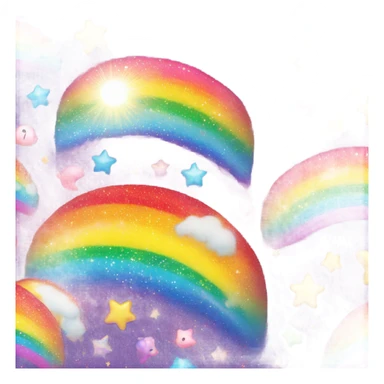 Lisa frank glitter rainbow and sun  sticker
