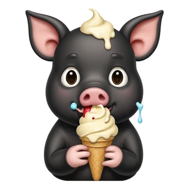 black pig with ice cream sticker