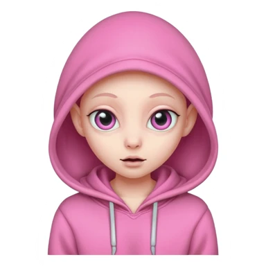 Aliens Pink, hoodie, cute big eye, thin ears, half body sticker