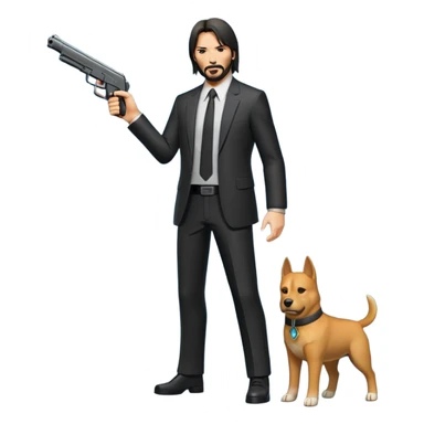 John Wick in full growth with a gun sticker