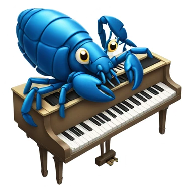 blue lobster playing piano sticker