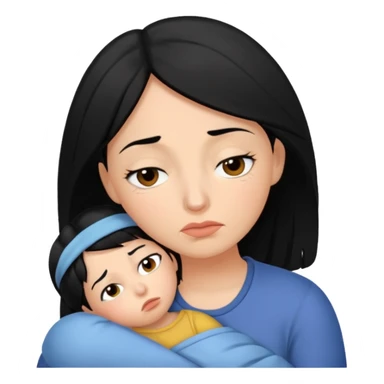 Tired overwhelmed mama black hair dark brown eye black hair  sticker