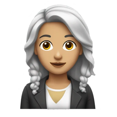 mujer con coleta y cabello blanco y ga sticker