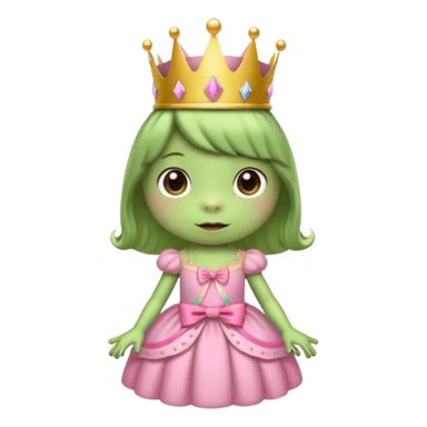 frog with short bangs with a crown pink bow and pink princess dress sticker