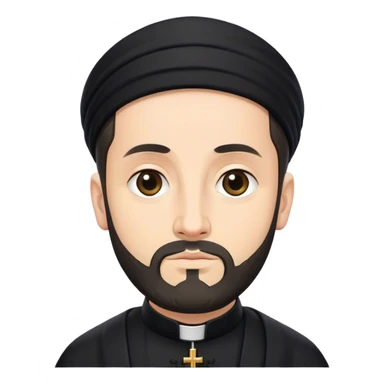 an Orthodox priest in black clothes without a headdress sticker