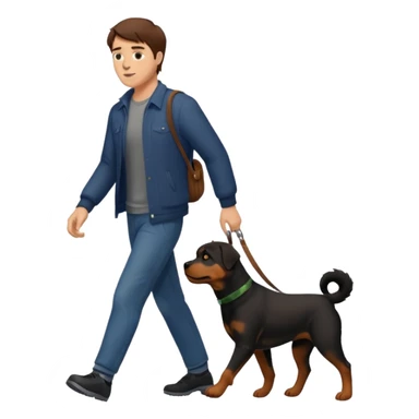 man with brown hair walking rottweiler sticker