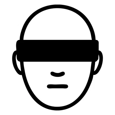 simple line-drawn face, eyes obscured by a thick black rectangle, minimal style, clean and minimal lines sticker