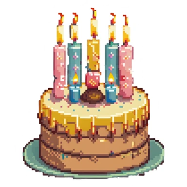 dangao Chinese birthday cake with candles, pastel colors sticker