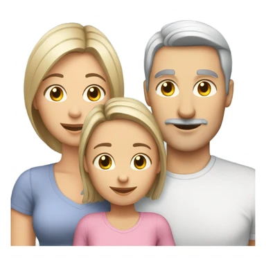 White family mom and dad with two girl daughters and grey cat  sticker