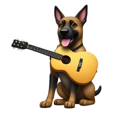 berger malinois debout qui joue de la guitar electric rock popstar sticker