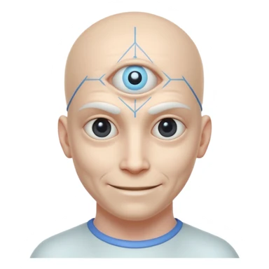 mutant test subject portrait, head and shoulders only, third eye on forehead, pale skin, creepy calm smile, lab experiment style, 3D cartoon, mobile game icon style, clean background, no text, no watermark

 sticker
