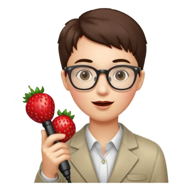 strawberry fruit be hand the mic glasses  sticker