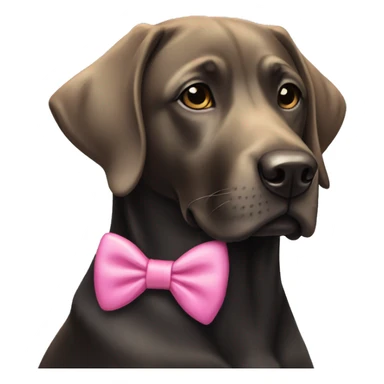 Black lab wearing a pink bow sticker