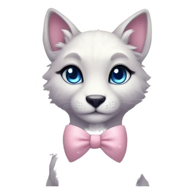 Anthro Cute Cool Pastel Kawaii gorgeous sparkly ethereal fantasy animal creature with blue eyes furry sona with flowers and bow tie beautiful aesthetic sticker