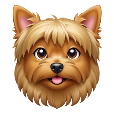 Cinematic Cute Yorkshire Terrier Portrait Emoji, Head perked with bright, twinkling eyes and a perky expression, showcasing a soft, silky fur in rich hues, simplified yet adorably detailed, glowing with a cheerful, inviting glow, high shine, exuding playful intelligence and spunky charm, styled with a gentle, whimsical outline, capturing the essence of a cute Yorkshire Terrier that appears ready to frolic off the screen with irresistible energy! sticker