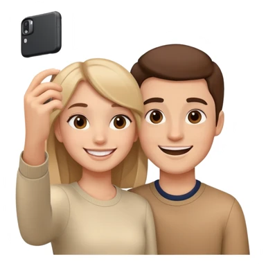 girl and boy selfie moment sticker